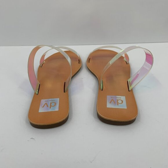 DV Dolce Vita Jane Iridescent double strap flat slide clear sandal new 8.5 - Picture 4 of 9